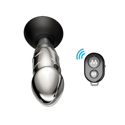 Foto 6 do produto Plug Anal de Aço em Formato de Pênis com 10 Modos de Vibrações e Controle Remoto sem Fio- Massager | 11,2 x 3,9 cm