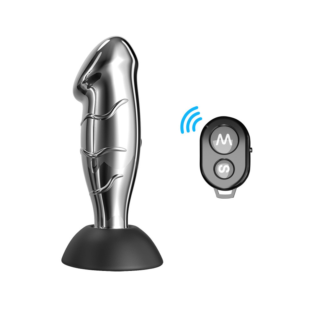 Plug Anal de Aço em Formato de Pênis com 10 Modos de Vibrações e Controle Remoto sem Fio- Massager | 11,2 x 3,9 cm - 3