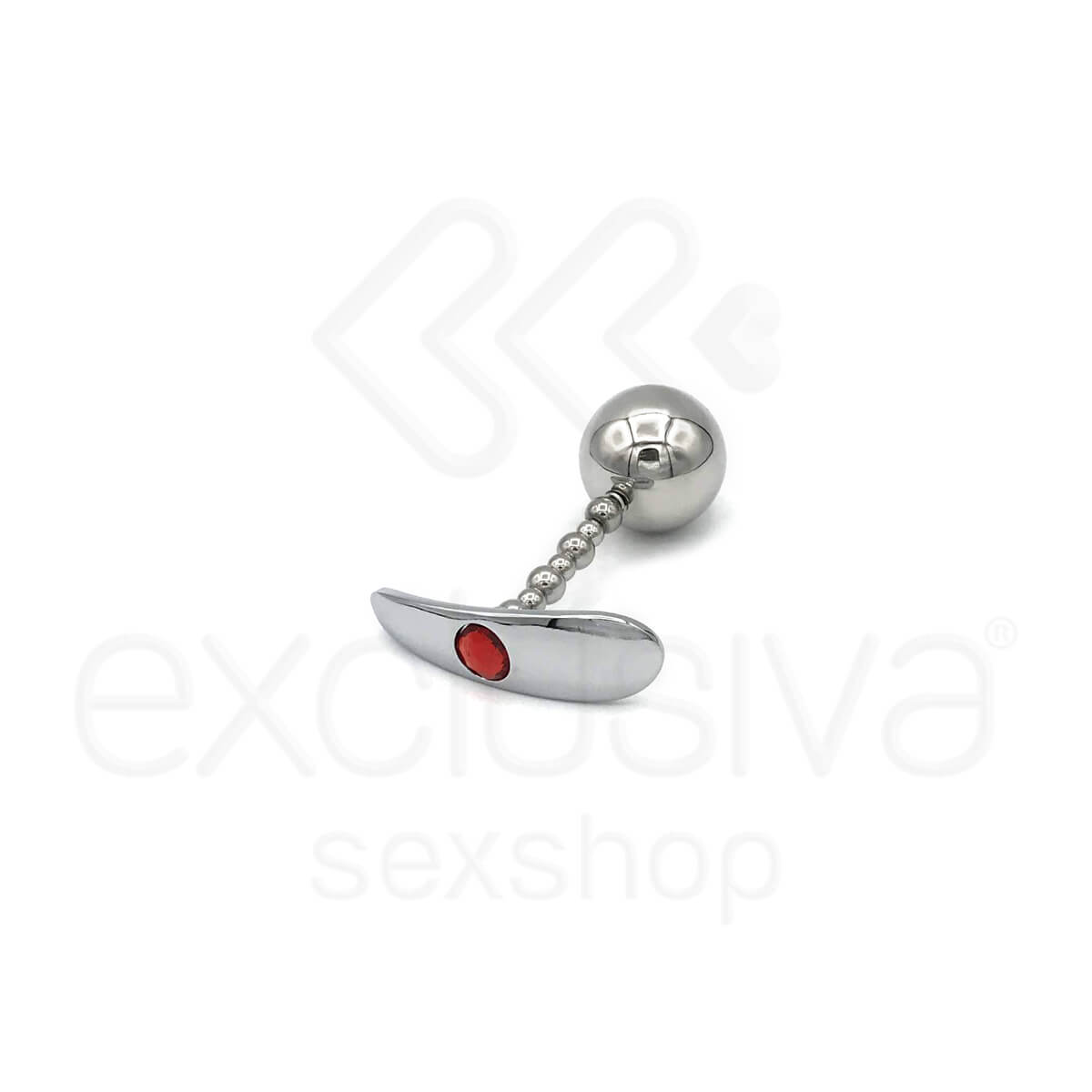 Plug Anal em Aço com Haste Escalonada, Bola e Joia - 7,3 x 3,2 x 0,8 cm | Disponível em 6 Cores - 3