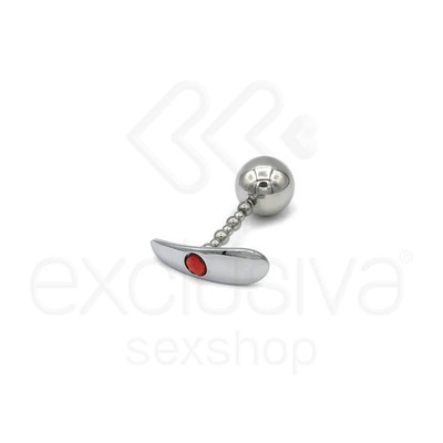 Foto 3 do produto Plug Anal em Aço com Haste Escalonada, Bola e Joia - 7,3 x 3,2 x 0,8 cm | Disponível em 6 Cores