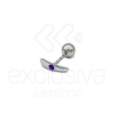 Foto 6 do produto Plug Anal em Aço com Haste Escalonada, Bola e Joia - 7,3 x 3,2 x 0,8 cm | Disponível em 6 Cores