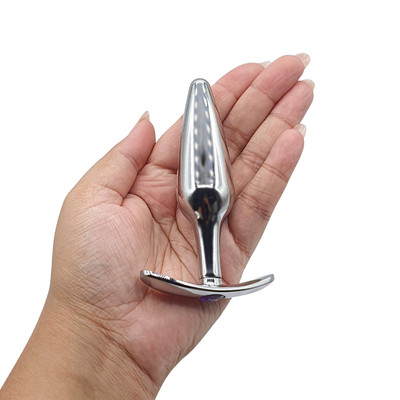 Foto 4 do produto Plug Anal em Aço Inoxidável com Base Removível e Pedra Brilhante - SI | 9,7 x 2,7 cm | Disponível em 2 Cores