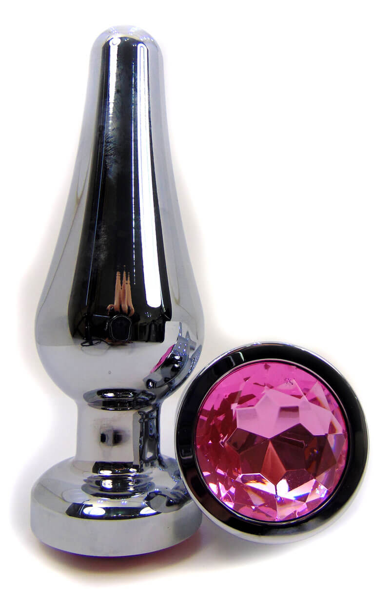 Plug Anal em Alumínio Polido com Detalhe de Joia na Base - Tamanho: G | Disponível em 3 Cores - 3