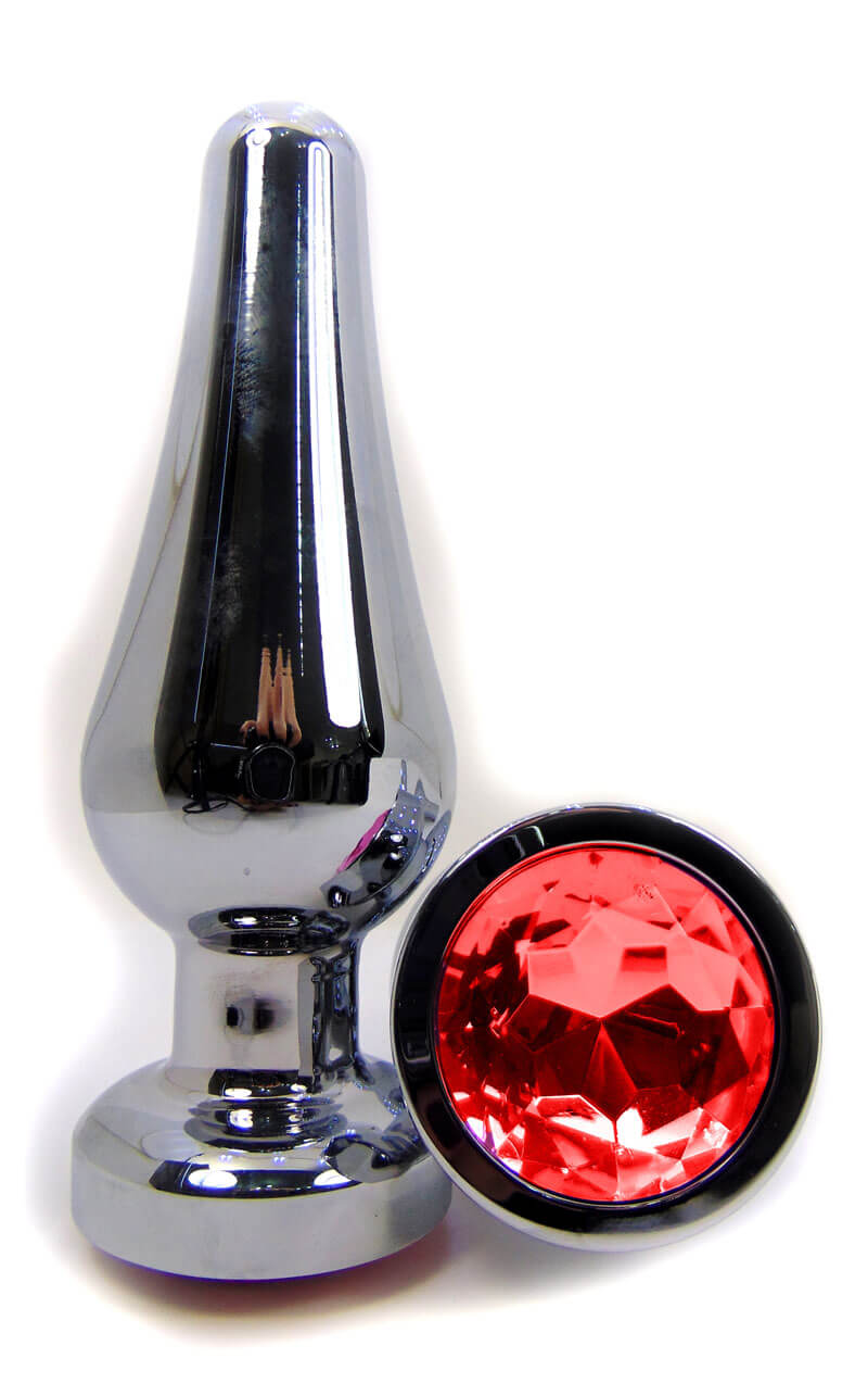 Plug Anal em Alumínio Polido com Detalhe de Joia na Base - Tamanho: G | Disponível em 3 Cores - 4