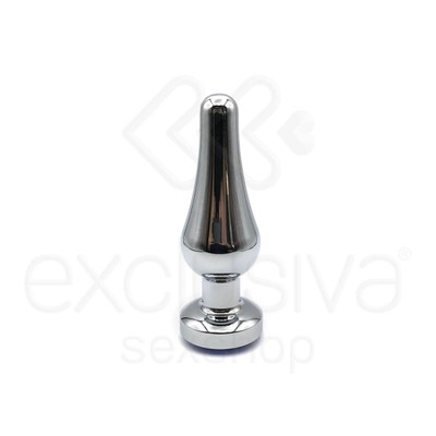 Foto 2 do produto Plug Anal em Aço Inoxidável com Detalhe de Joia na Base | Tamanho: M  | Cor: Rosa
