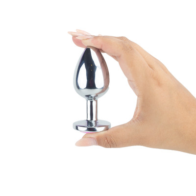 Plug Anal  "G" no Formato Cônico na cor Prata em Aço Inoxidável e Joia - 9 x 3,9 cm | Disponível em 11 Cores