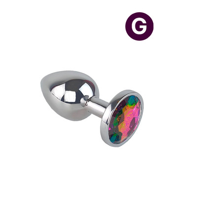 Plug Anal  "G" no Formato Cônico na cor Prata em Aço Inoxidável e Joia - 9 x 3,9 cm | Disponível em 11 Cores
