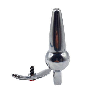 Foto 4 do produto Plug Anal em Aço Inoxidável com Pequena Esfera, Base Removível e Pedra Brilhante - SI | 10 x 3,2 cm | Disponível em 2 Cores