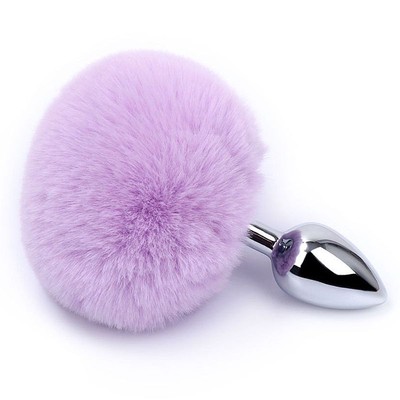 Foto 3 do produto Plug Anal ''G'' em Aço Inoxidável com Pompom - 8,3 x 4 cm | Disponível em 5 Cores
