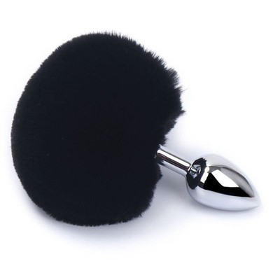 Foto 4 do produto Plug Anal ''G'' em Aço Inoxidável com Pompom - 8,3 x 4 cm | Disponível em 5 Cores