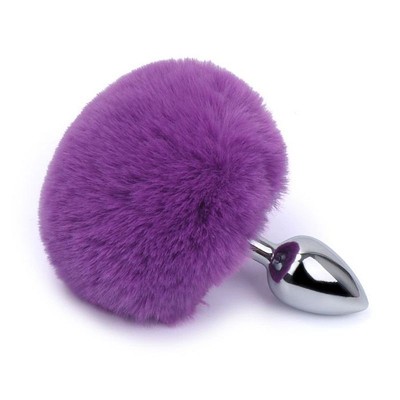 Foto 5 do produto Plug Anal ''G'' em Aço Inoxidável com Pompom - 8,3 x 4 cm | Disponível em 5 Cores