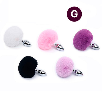 Plug Anal ''G'' em Aço Inoxidável com Pompom - 8,3 x 4 cm | Disponível em 5 Cores