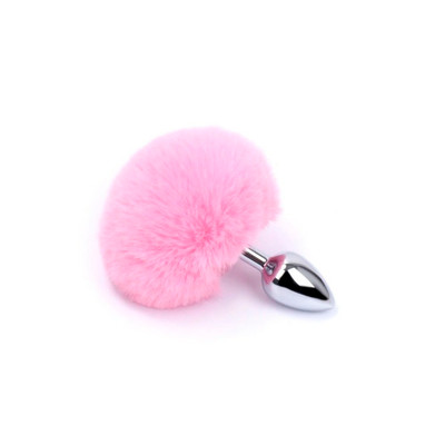 Foto 2 do produto Plug Anal Tamanho "P" em Metal com Pompom de Pelúcia - 6 x 2,6 cm | Disponível em 4 Cores