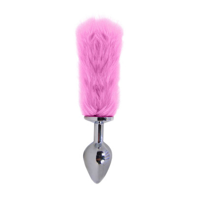 Foto 5 do produto Plug Anal em Aço Inoxidável com Rabo de Raposa Artificial - Tamanho: M | Disponível em 5 Cores