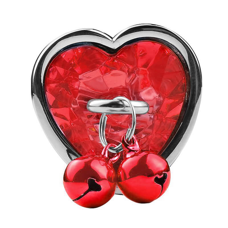 Plug Anal em Aço com Pedra de Coração e Sino - G - 6,2 x 4 cm | Cor: Vermelho - 2