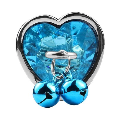 Foto 2 do produto Plug Anal em Aço com Pedra de Coração e Sino - G - 6,2 x 4 cm | Cor: Azul