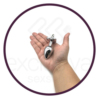 Foto 2 do produto Plug Anal em Aço com Pedra de Coração e Sino - P - 4,2 x 2,7 cm | Disponível em 3 Cores