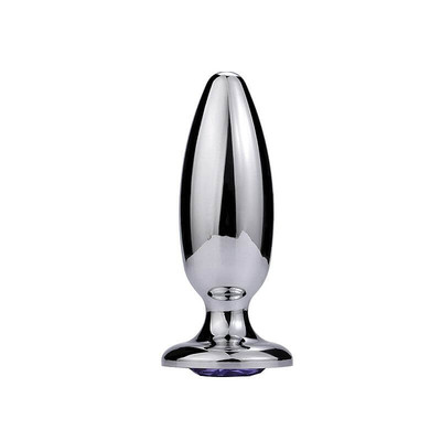 Foto 2 do produto Plug Anal em Aço Polido com Joia na Base - 9,7 x 4 cm | Disponível em 5 Cores