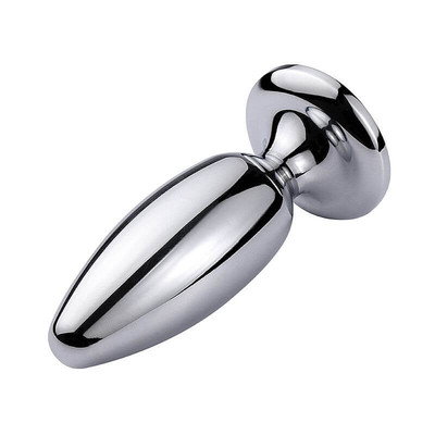 Plug Anal em Aço Polido com Joia na Base - 9,7 x 4 cm | Disponível em 5 Cores