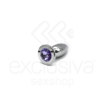 Foto 6 do produto Plug Anal em Aço Polido com Joia na Base - 9,7 x 4 cm | Disponível em 5 Cores