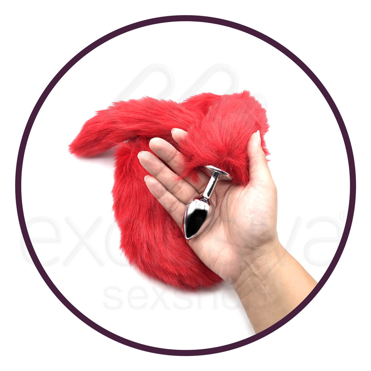Plug Anal de Aço com Rabo de Raposa Artificial 76 cm Vermelho - 3
