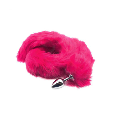 Foto 2 do produto Plug Anal de Aço com Rabo de Raposa Artificial Pink - Fox Tail & Cat Ear - 76 cm