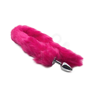 Foto 3 do produto Plug Anal de Aço com Rabo de Raposa Artificial Pink - Fox Tail & Cat Ear - 76 cm