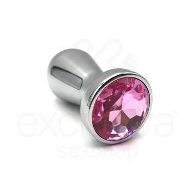 Foto 1 do produto Plug Anal em Alumínio Fundido com Pedra na Base - 6,9 x 3,9 cm  | Cor: Rosa