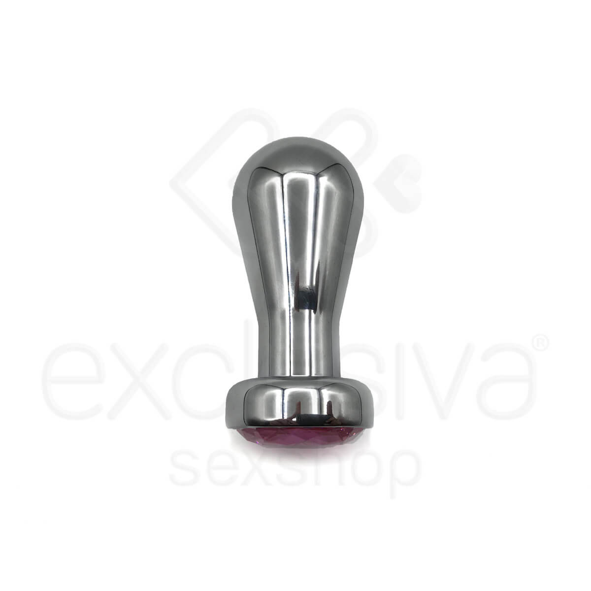 Plug Anal em Alumínio Fundido com Pedra na Base - 6,9 x 3,9 cm  | Cor: Rosa - 4