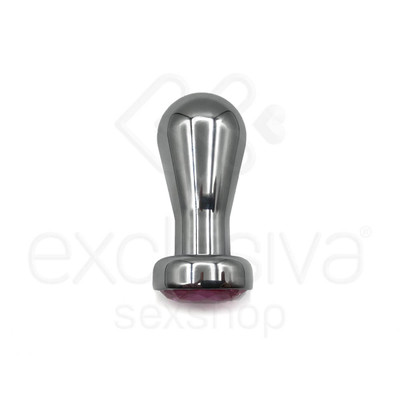 Foto 4 do produto Plug Anal em Alumínio Fundido com Pedra na Base - 6,9 x 3,9 cm  | Cor: Rosa