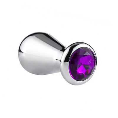 Foto 1 do produto Plug Anal em Alumínio Fundido com Pedra na Base - 6,9 x 3,9 cm | Cor: Roxo