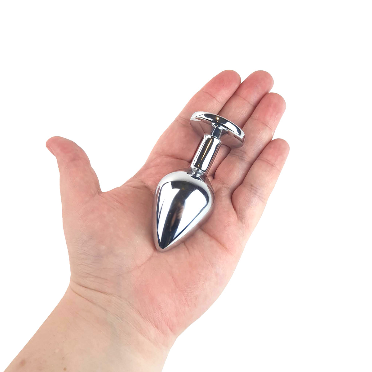 Plug Anal "M" no Formato Cônico em Alumínio Polido com Detalhe de Joia na Base | 7,2 x 3,3 cm | Disponível em 14 Cores - 17