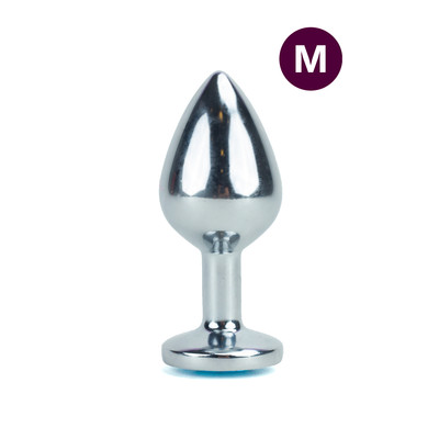 Plug Anal "M" no Formato Cônico em Alumínio Polido com Detalhe de Joia na Base | 7,2 x 3,3 cm | Disponível em 14 Cores