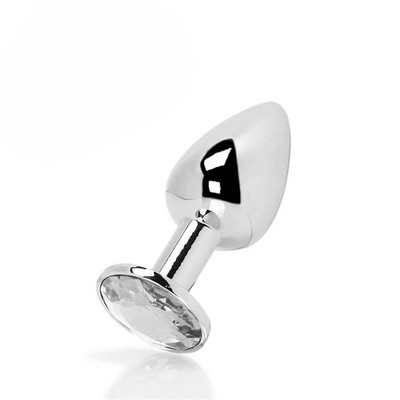 Foto 3 do produto Plug Anal Tamanho "P" em Alumínio Polido com Detalhe de Joia na Base | 5,7 x 2,7 cm | Disponível em 10 Cores