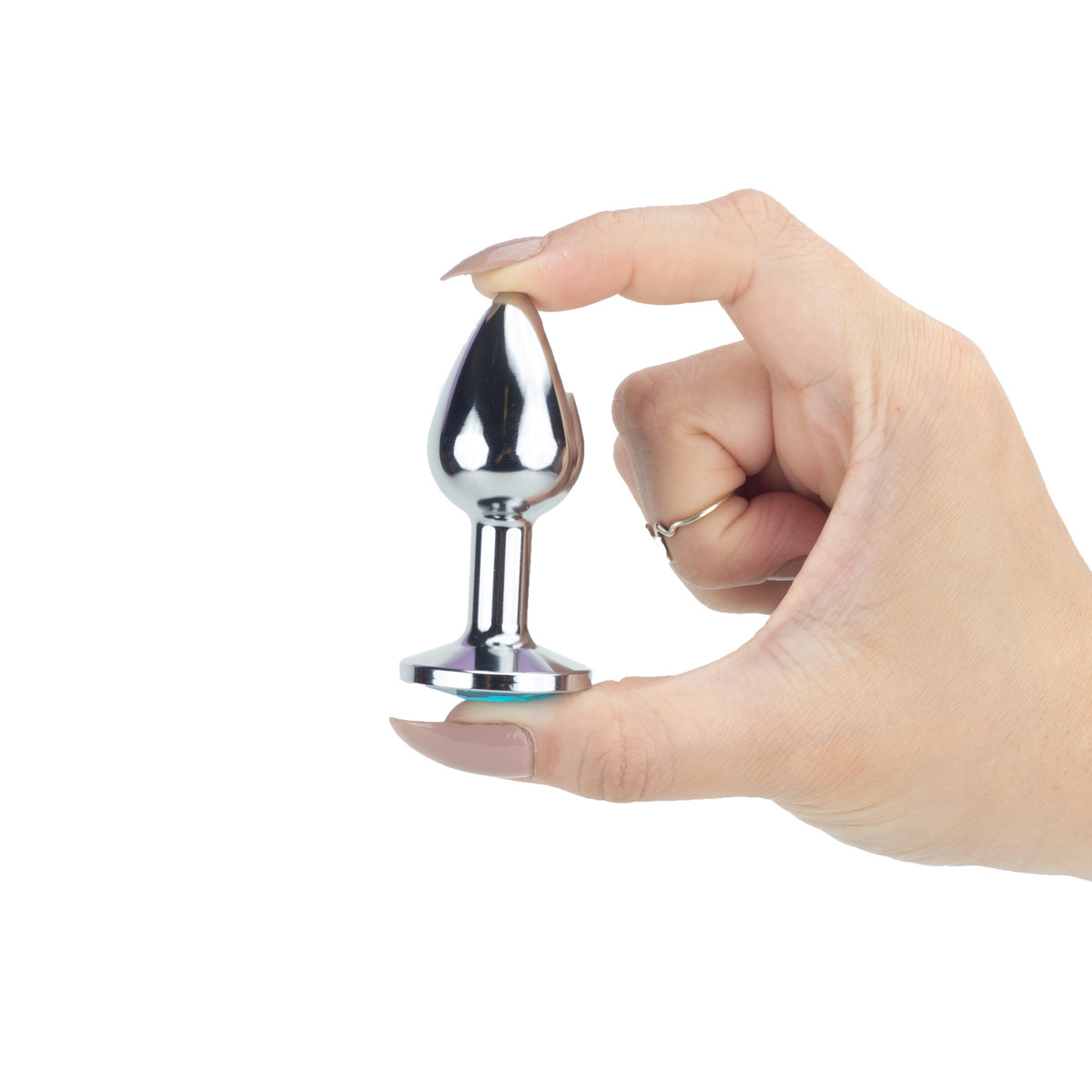 Plug Anal Tamanho "P" em Alumínio Polido com Detalhe de Joia na Base | 5,5 x 2,5 cm | Disponível em 13 Cores - 14