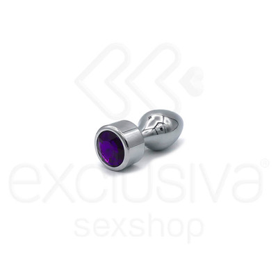 Foto 4 do produto Plug Anal em Alumínio Polido com Joia na Base - 7,4 x 3,3 cm | Disponível em 4 Cores