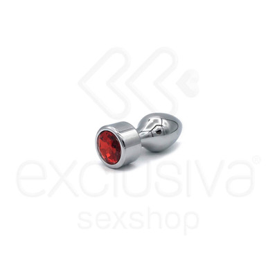 Foto 5 do produto Plug Anal em Alumínio Polido com Joia na Base - 7,4 x 3,3 cm | Disponível em 4 Cores