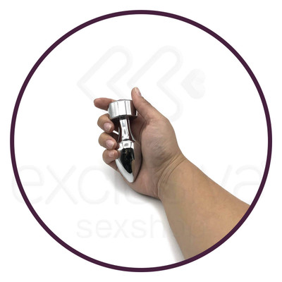Foto 7 do produto Plug Anal em Alumínio Polido com Joia na Base - 7,4 x 3,3 cm | Disponível em 4 Cores