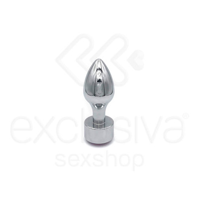 Foto 3 do produto Plug Anal em Alumínio Polido com Joia na Base - 7,4 x 3,3 cm | Disponível em 4 Cores