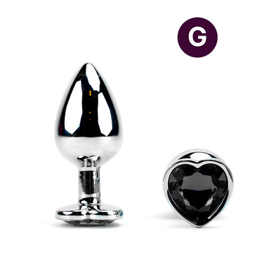 Plug Anal Tamanho "G" em Aço com Joia em Forma de Coração | 8 x 4 cm | Disponível em 11 Cores