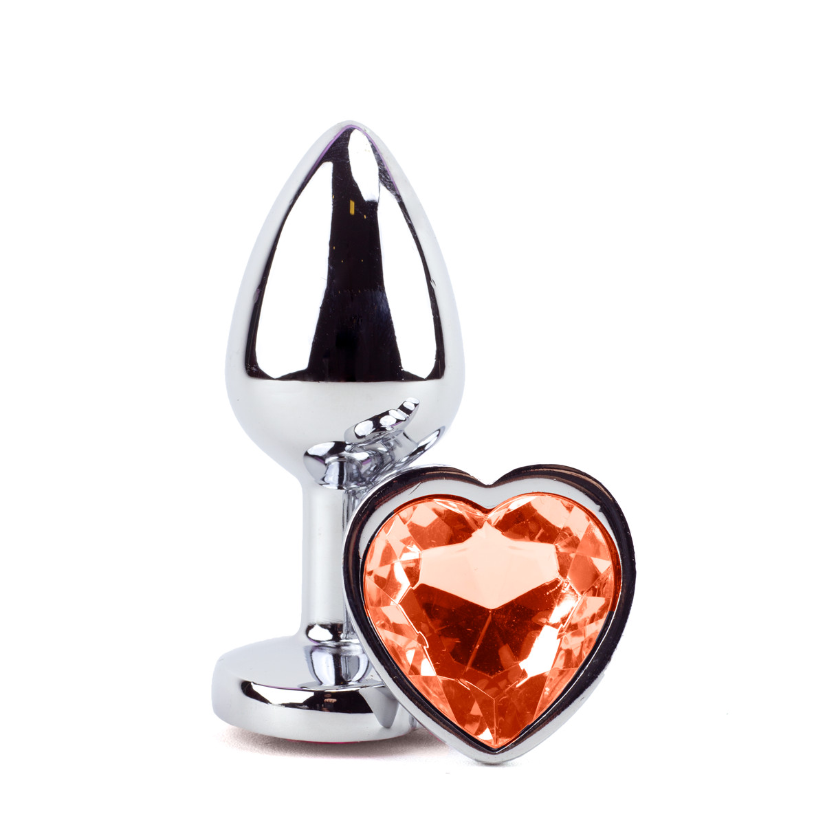 Plug Anal em Alumínio com Joia em Forma de Coração no Tamanho ''P'' - 5,8 x 2,7 cm | Disponível em 11 Cores - 2