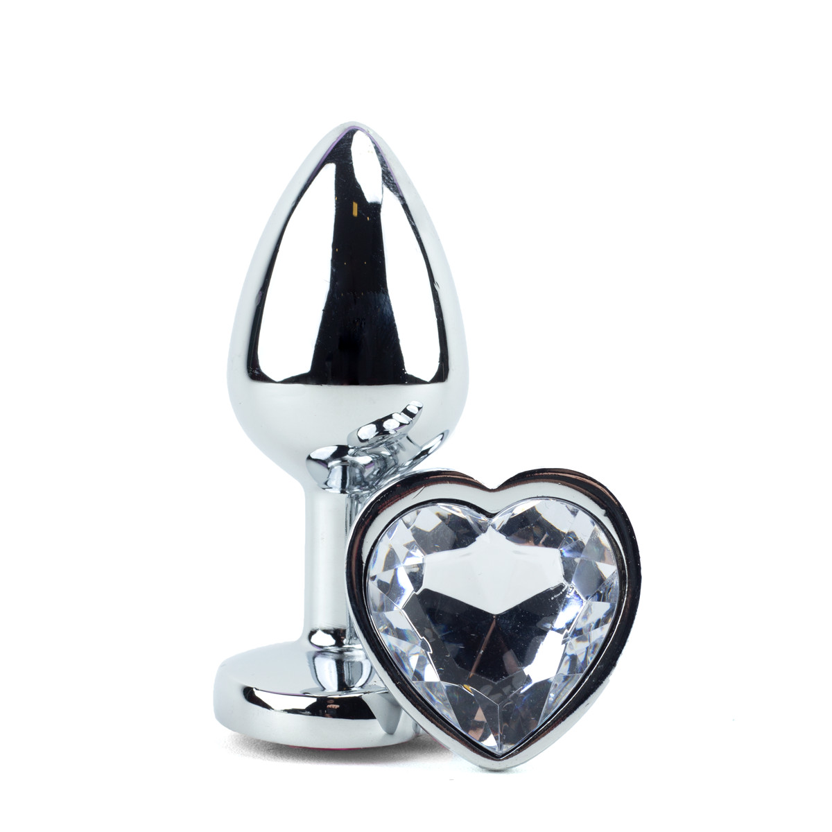 Plug Anal em Alumínio com Joia em Forma de Coração no Tamanho ''P'' - 5,8 x 2,7 cm | Disponível em 11 Cores - 6