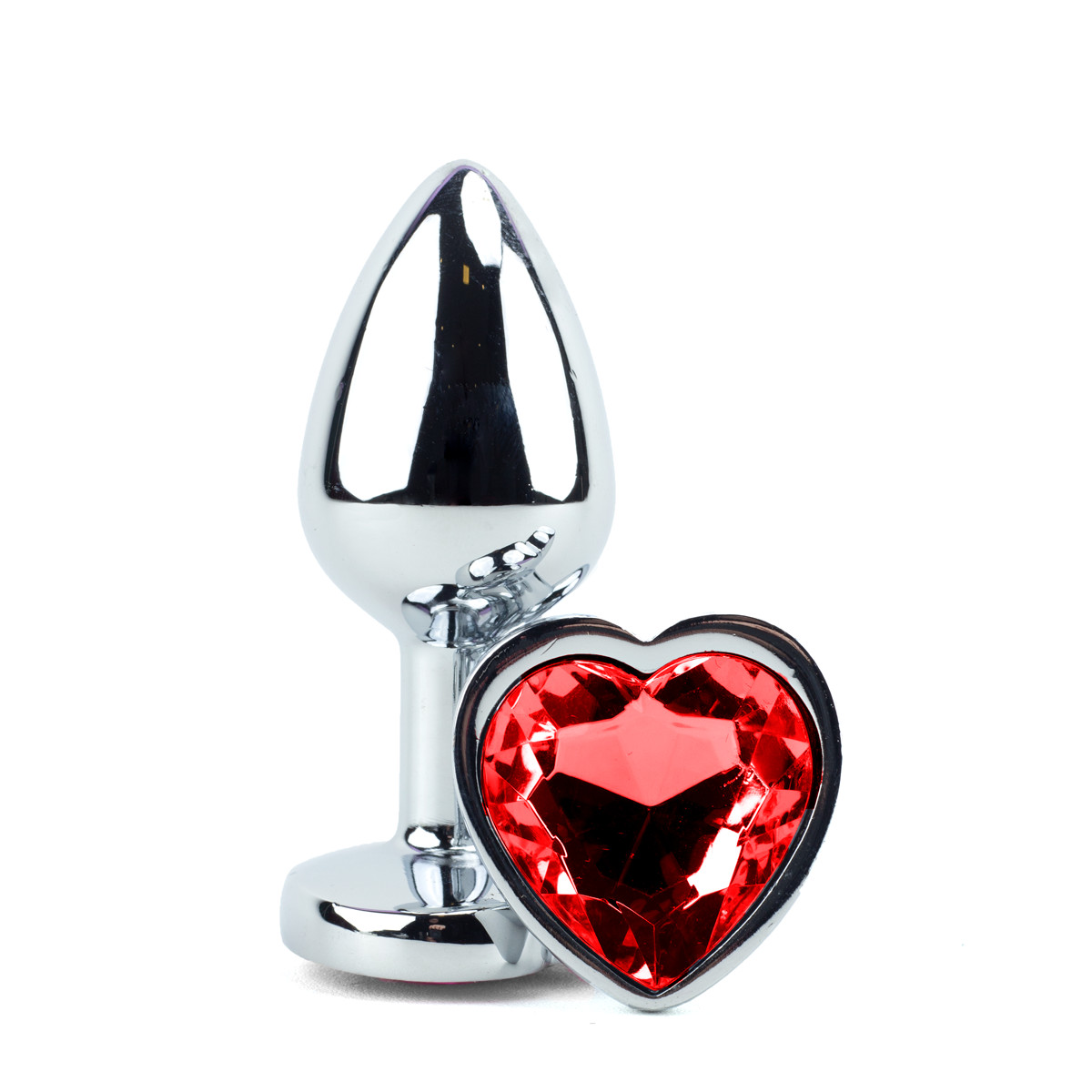 Plug Anal em Alumínio com Joia em Forma de Coração no Tamanho ''P'' - 5,8 x 2,7 cm | Disponível em 11 Cores - 10