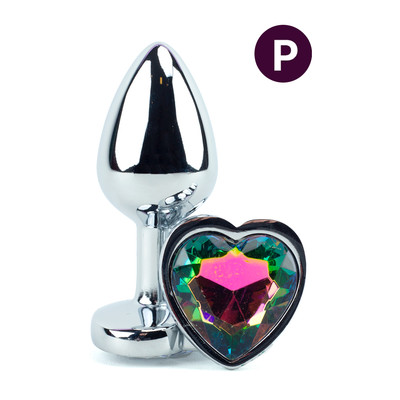 Plug Anal em Alumínio com Joia em Forma de Coração no Tamanho ''P'' - 5,8 x 2,7 cm | Disponível em 11 Cores