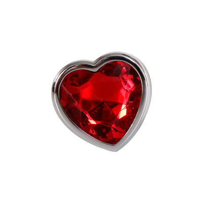Foto 2 do produto Plug Anal em Alumínio Polido no Tamanho G com Joia na Base em Forma de Coração - Adam & Eve Large Red Heart Gem Anal Plug | 8 x 4 cm