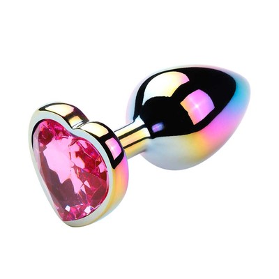 Foto 2 do produto Plug Anal Colorido "G" com Detalhe de Pedra Brilhante no Formato de Coração na Base - 7,3 x 4,1 cm | Disponível em 6 Cores