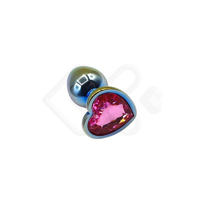 Foto 3 do produto Plug Anal Colorido "M" em Aço com Joia na Base no Formato de Coração - Sexy Import - 6,9 x 3,4 cm | Disponível em 5 Cores