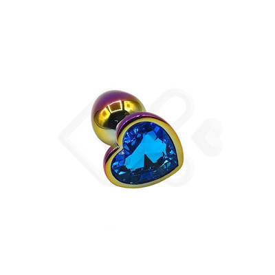 Foto 4 do produto Plug Anal Colorido "M" em Aço com Joia na Base no Formato de Coração - Sexy Import - 6,9 x 3,4 cm | Disponível em 5 Cores