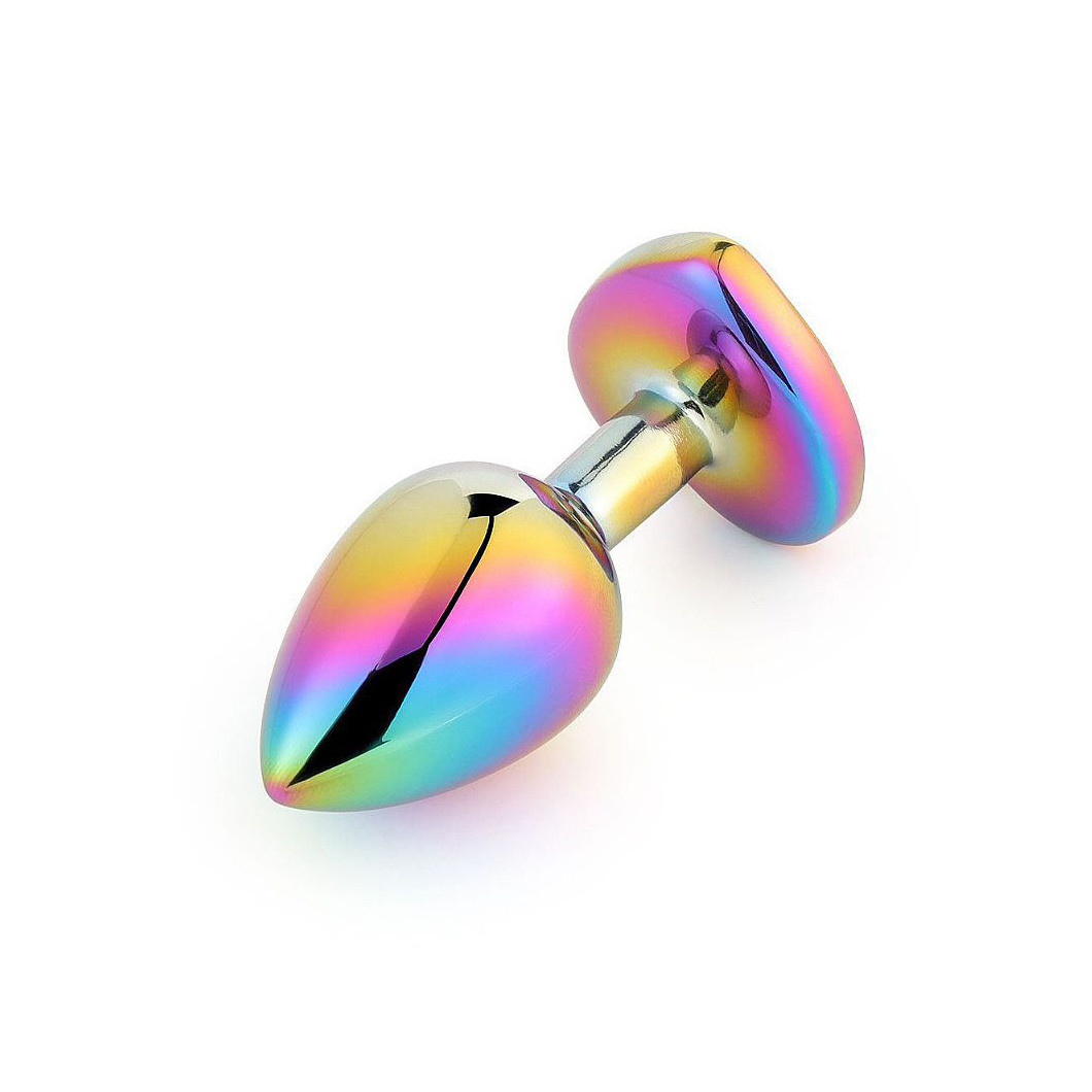Plug Anal Colorido "M" em Aço com Joia na Base no Formato de Coração - Sexy Import - 6,9 x 3,4 cm | Disponível em 5 Cores - 6