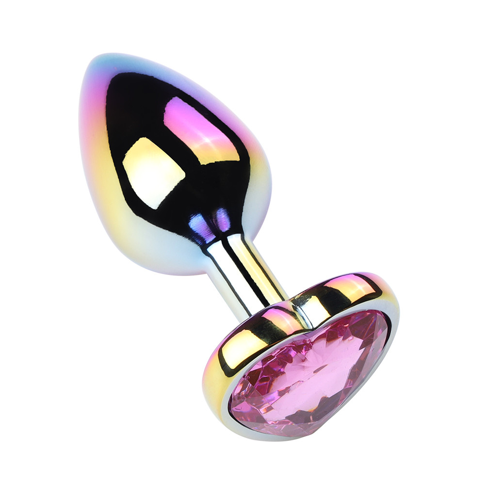 Plug Anal Colorido "M" com Detalhe de Pedra Brilhante no Formato de Coração na Base - Vip Mix | 6,4 x 3,4 cm | Disponível em 5 Cores - 3